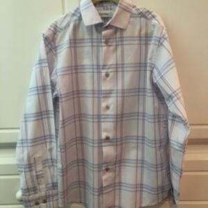 Boys lavender & blue plaid long sleeve dress shirt